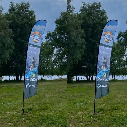 Picture of Beach Flag Feather Teardrop Banners Custom Graphic Printed Advertising Promotion Opening Celebration Outdoor Sport Club Using