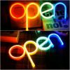 Picture of Colorful Lighted Sign LED Open Neon Light Decor Illuminated Letter Lights Battery/USB Powered Neon Light For Bar Coffee Shop