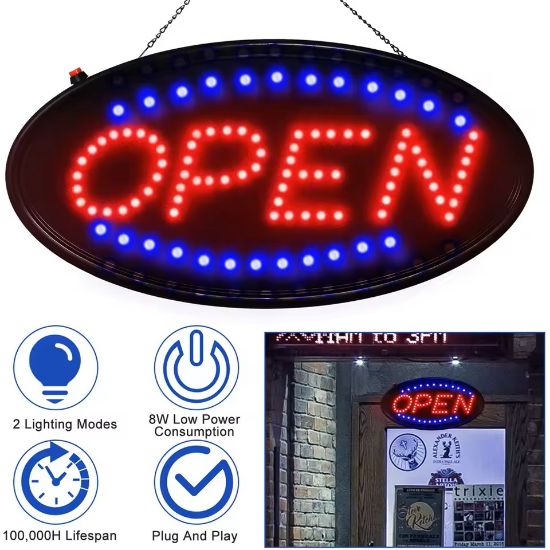 Picture of LED Neon Open Sign For Business - 18 x 8.5 Inch Larger Size Ultra-Bright Advertisement Store Open Sign